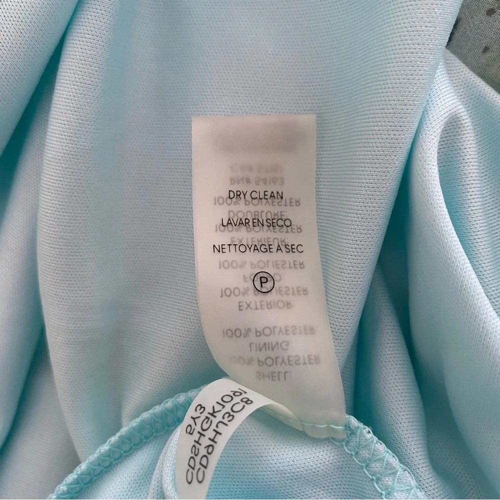 Calvin Klein 6 Maxi Dress Aqua Blue Asian Floral Cold Shoulder Chiffon Flowy - Picture 9 of 13